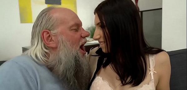  Sexy teen babe Henna Ssy gives her fresh 18yo pussy to this horny grandpa Albert and enjoys this hot fucking experience.